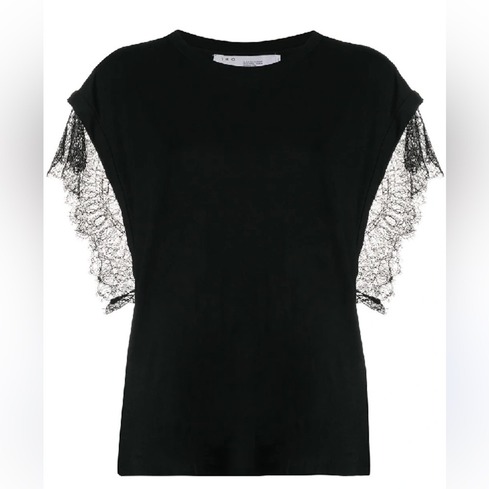 IRO Lace Trim T Shirt Black XS